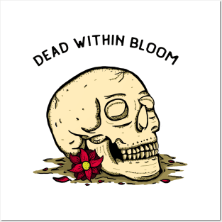 Hand Drawn Skull and Flower with vintage style illustration Posters and Art